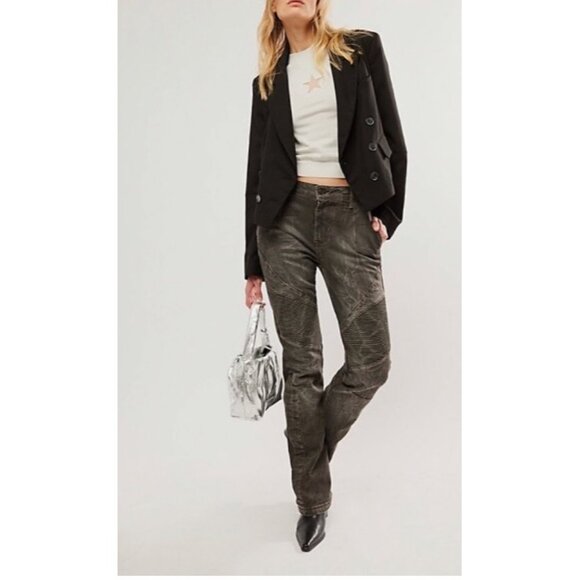 We The Free Vector Moto Mid Rise Size 24 Flare Black NWT Tall - Picture 5 of 16